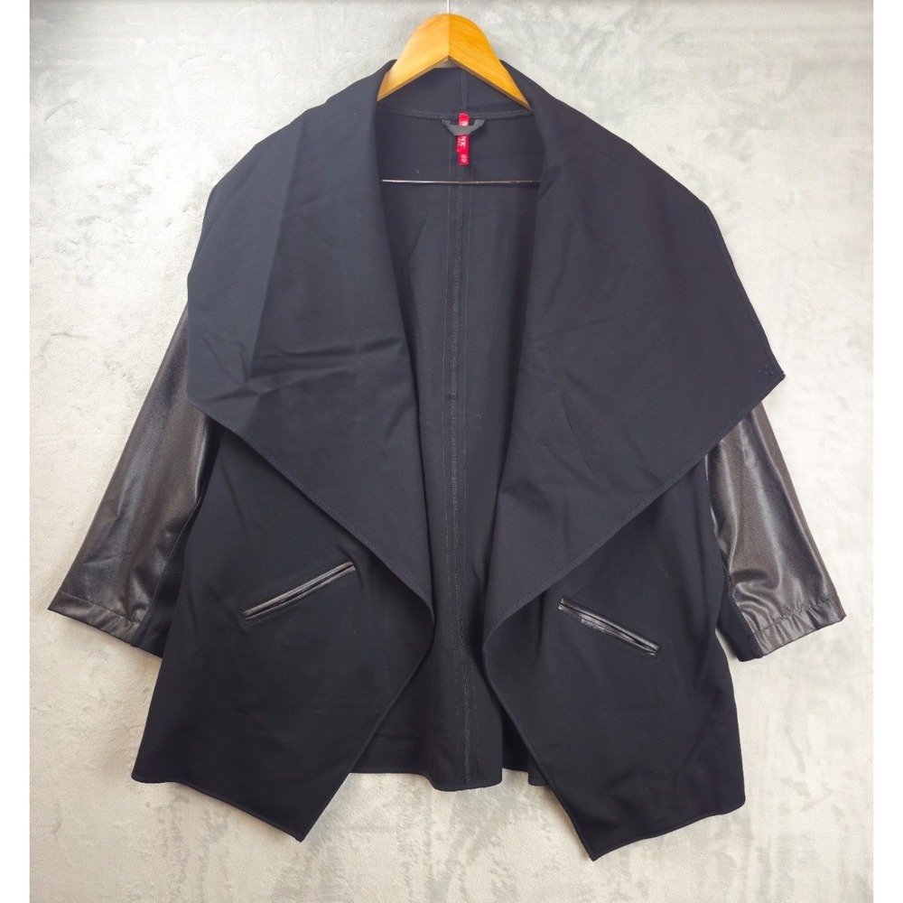 Spanx Cape Style Wrap Drape Pancho Jacket With Sleeves Black Gray 2XL